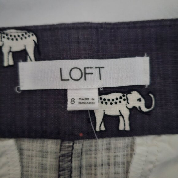 LOFT Coastal Gray (Dark Gray/Blue) Elephant Print The Riviera Short Size 8 - Picture 5 of 11